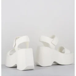 VIC MATIE Sandales compensées en cuir & gomme s - 1E1166D RUBBY OSSO BLANC