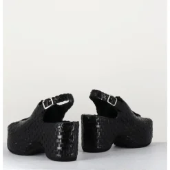 Clearance GARRICE LAB Sandales compensées en cuir tressé - POSI24 BLACK NOIR