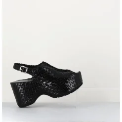 Clearance GARRICE LAB Sandales compensées en cuir tressé - POSI24 BLACK NOIR