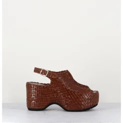 Clearance GARRICE LAB Sandales compensées en cuir tressé - POSI24 BROWN MARRON