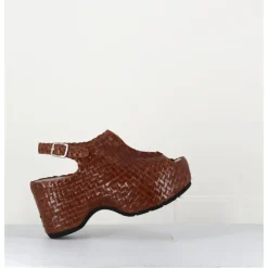 Clearance GARRICE LAB Sandales compensées en cuir tressé - POSI24 BROWN MARRON