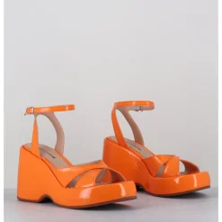 Clearance GARRICE LAB Sandales compensées 90s en cuir vernis - MAZE2 CINDY ALBICOCCA ORANGE