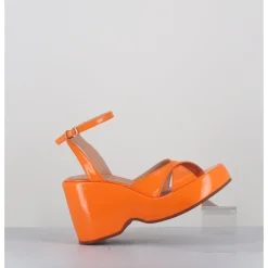 Clearance GARRICE LAB Sandales compensées 90s en cuir vernis - MAZE2 CINDY ALBICOCCA ORANGE