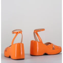 Clearance GARRICE LAB Sandales compensées 90s en cuir vernis - MAZE2 CINDY ALBICOCCA ORANGE