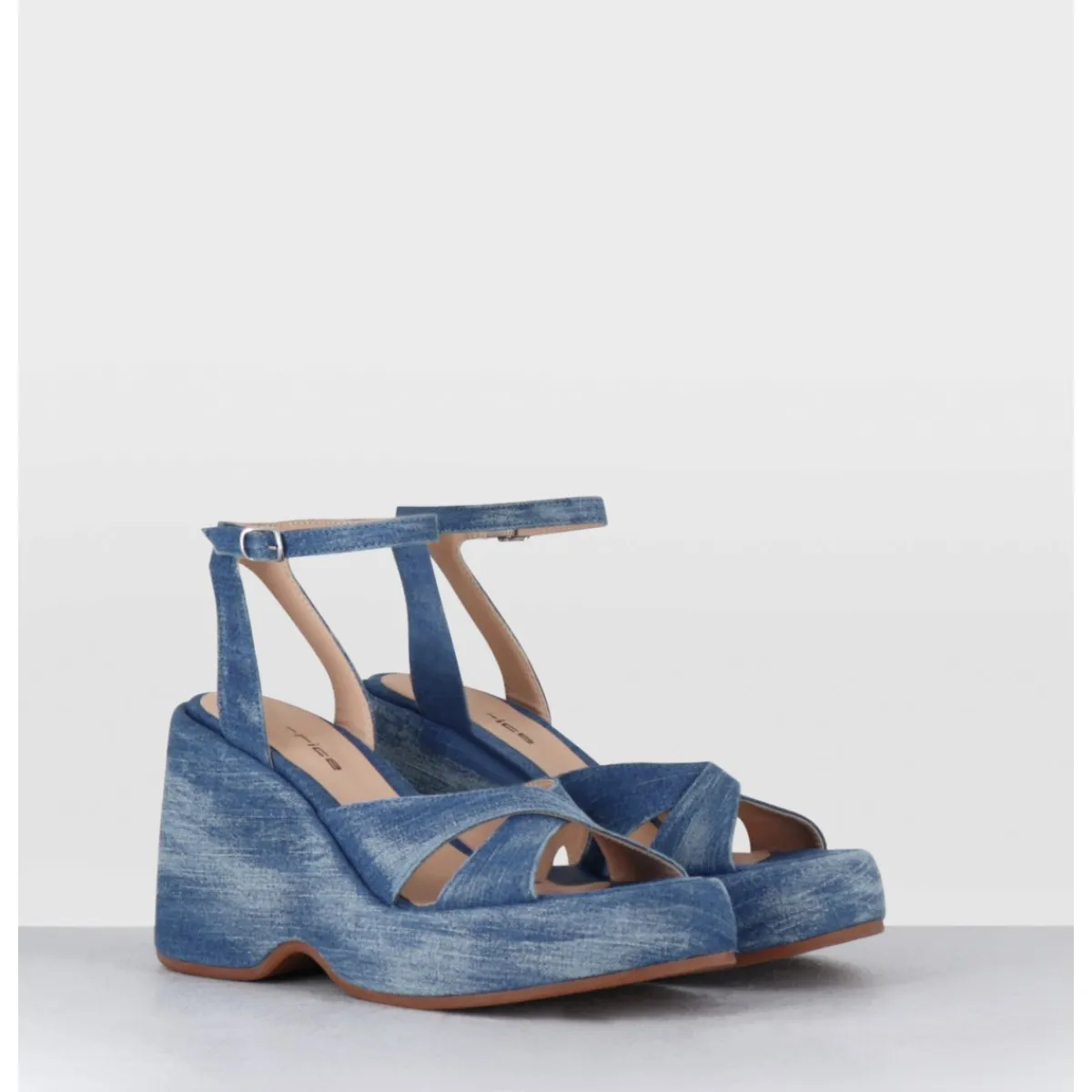 Discount GARRICE LAB Sandales compensées 90s en jean bleu - MAZE1 LAVATO JEANS