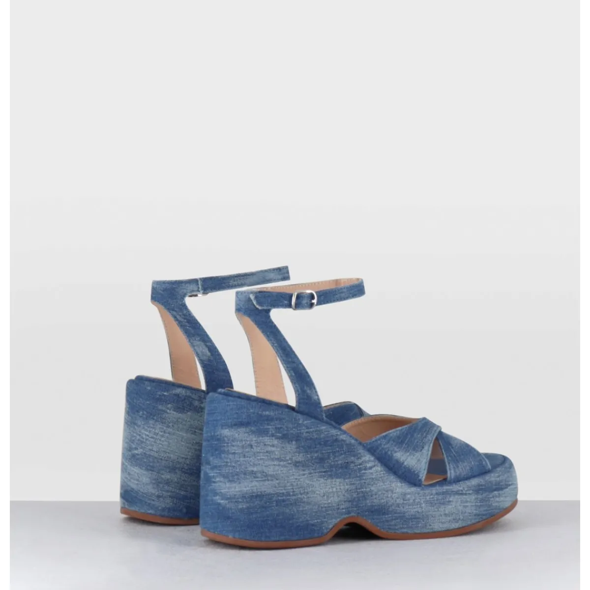 Discount GARRICE LAB Sandales compensées 90s en jean bleu - MAZE1 LAVATO JEANS