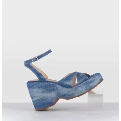 Discount GARRICE LAB Sandales compensées 90s en jean bleu - MAZE1 LAVATO JEANS