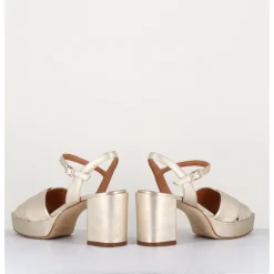 Discount GARRICE LAB Sandales en cuir souple métallisé champagne - JULIA23 PLATINO DORE