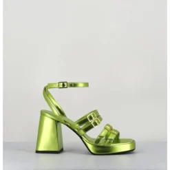 Hot GARRICE LAB Sandales multi-brides à plateforme cuir métallisé - MINATE LAMINATO ACID VERT