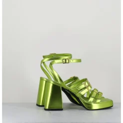 Hot GARRICE LAB Sandales multi-brides à plateforme cuir métallisé - MINATE LAMINATO ACID VERT