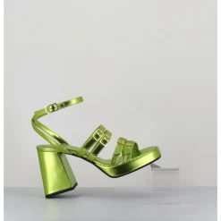 Hot GARRICE LAB Sandales multi-brides à plateforme cuir métallisé - MINATE LAMINATO ACID VERT