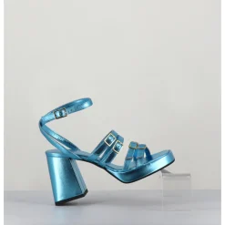 Sale GARRICE LAB Sandales multi-brides à plateforme cuir métallisé - MINATE LAMINATO CELESTE BLEU