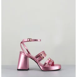 GARRICE LAB Sandales multi-brides à plateforme cuir métallisé - MINATE LAMINATO NINFEA ROSE