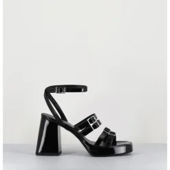Best GARRICE LAB Sandales multi-brides à plateforme en cuir vernis - MINATE VERNICE NERO NOIR
