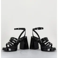 Best GARRICE LAB Sandales multi-brides à plateforme en cuir vernis - MINATE VERNICE NERO NOIR