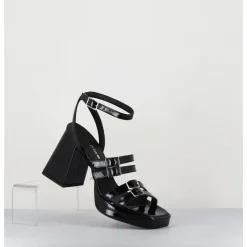 Best GARRICE LAB Sandales multi-brides à plateforme en cuir vernis - MINATE VERNICE NERO NOIR