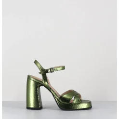 Clearance GARRICE LAB Sandales talon haut à plateforme en cuir craquelé - SUMA1 CRAK MENTA VERT