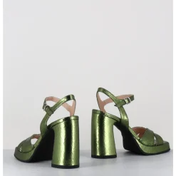 Clearance GARRICE LAB Sandales talon haut à plateforme en cuir craquelé - SUMA1 CRAK MENTA VERT