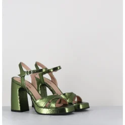 Clearance GARRICE LAB Sandales talon haut à plateforme en cuir craquelé - SUMA1 CRAK MENTA VERT