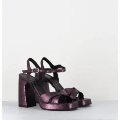 Hot GARRICE LAB Sandales talon haut à plateforme en cuir craquelé prune - SUMA2 CRAK PRUGNA VIOLET