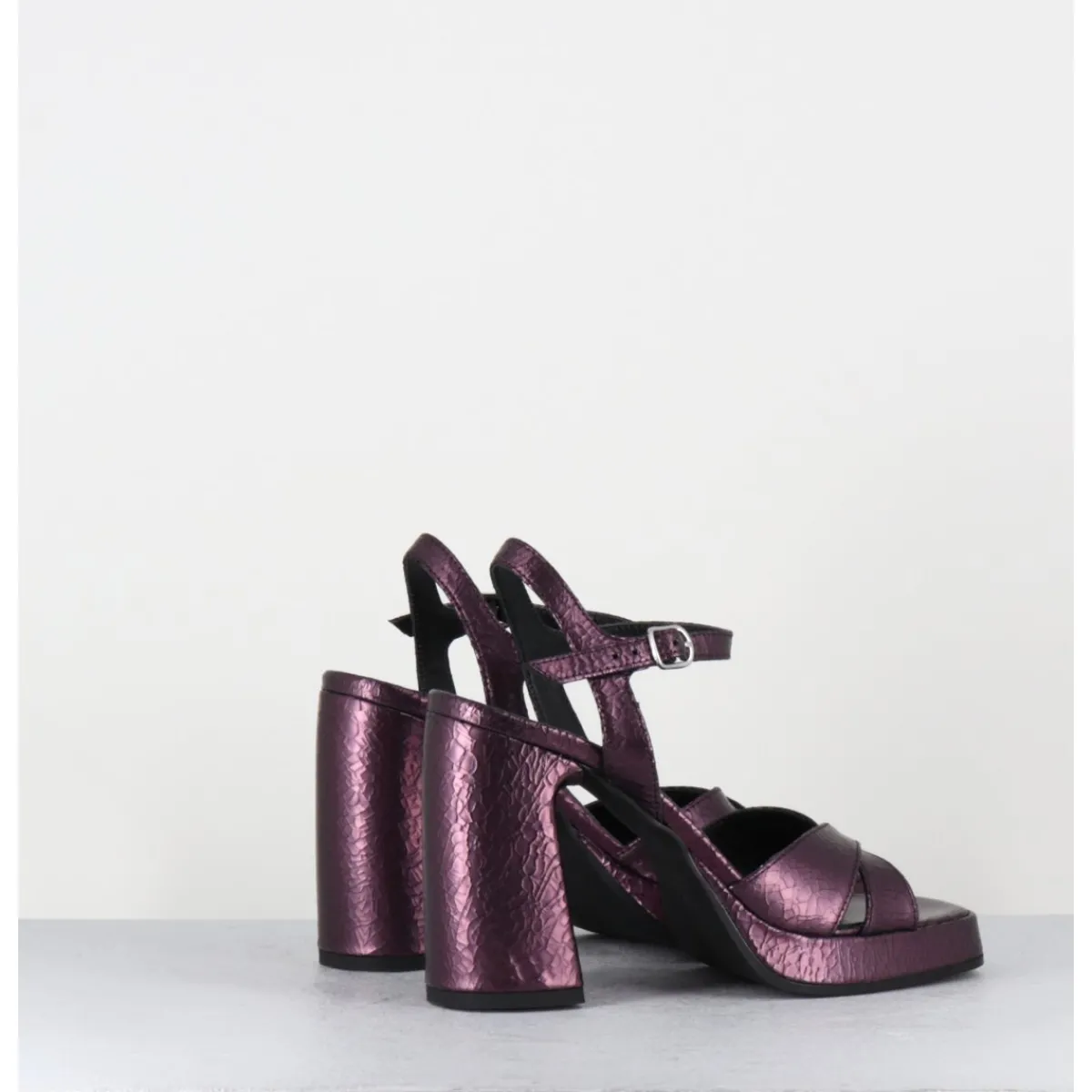 Hot GARRICE LAB Sandales talon haut à plateforme en cuir craquelé prune - SUMA2 CRAK PRUGNA VIOLET