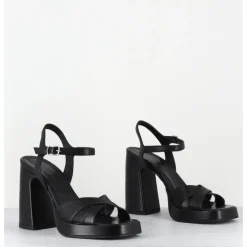 Best GARRICE LAB Sandales talon haut à plateforme en cuir - SUMA3 FULAR NERO NOIR