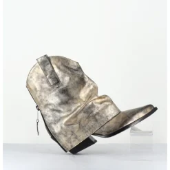 Hot ELENA IACHI Santiag guêtre zip cuir doré patiné - E3973 MISTER ORO DORE