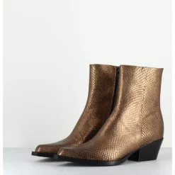 Online GARRICE LAB Santiags en cuir effet serpent doré - SEBERO PITON OLD GOLD DORE