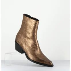 Online GARRICE LAB Santiags en cuir effet serpent doré - SEBERO PITON OLD GOLD DORE