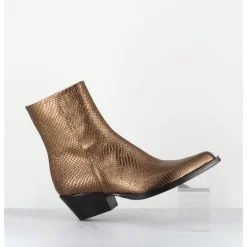 Online GARRICE LAB Santiags en cuir effet serpent doré - SEBERO PITON OLD GOLD DORE