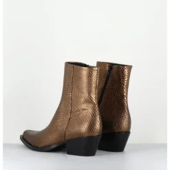 Online GARRICE LAB Santiags en cuir effet serpent doré - SEBERO PITON OLD GOLD DORE