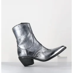 FAUZIAN JEUNESSE Santiags en cuir métallisé brossé - 3857 SUPER O ARGENT