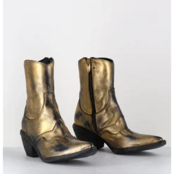 Best FAUZIAN JEUNESSE Santiags en cuir métallisé doré - 3857 SUPER ORO DORE