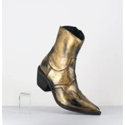 Best FAUZIAN JEUNESSE Santiags en cuir métallisé doré - 3857 SUPER ORO DORE