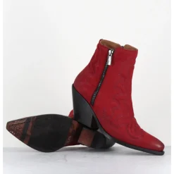 Clearance JO GHOST Santiags en daim s surpiqures traditionnelles - 4916 KATHY RED ROUGE