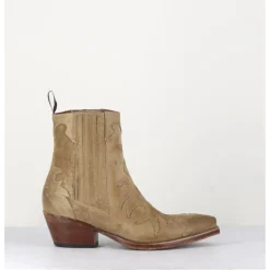 Hot SARTORE Santiags flammes en daim taupe - SR3651 FANGO CAMEL