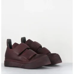 New LOFINA Sneakers double scratch en cuir x usé -4181 GAS MELANZANA BORDEAU