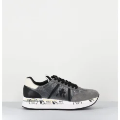 Discount PREMIATA Sneakers double semelle en daim & toile gris - CONNY 1493 ANTHRACITE