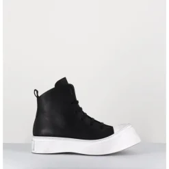 Best LOFINA Sneakers en cuir huilé & semelle blanc déstructurée - 3543 GAS NERO NOIR