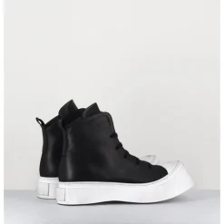 Best LOFINA Sneakers en cuir huilé & semelle blanc déstructurée - 3543 GAS NERO NOIR