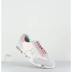 Clearance PREMIATA Sneakers légères en toile beige & daim gris - LUCYD 6670 BLANC