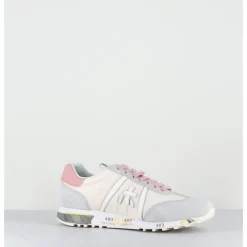 Clearance PREMIATA Sneakers légères en toile beige & daim gris - LUCYD 6670 BLANC