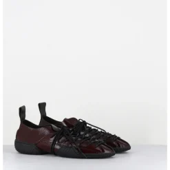 Discount MIISTA Sneakers longs lacets naplak surpiqûres noires - PRUDENCE BROWN LACE MARRON