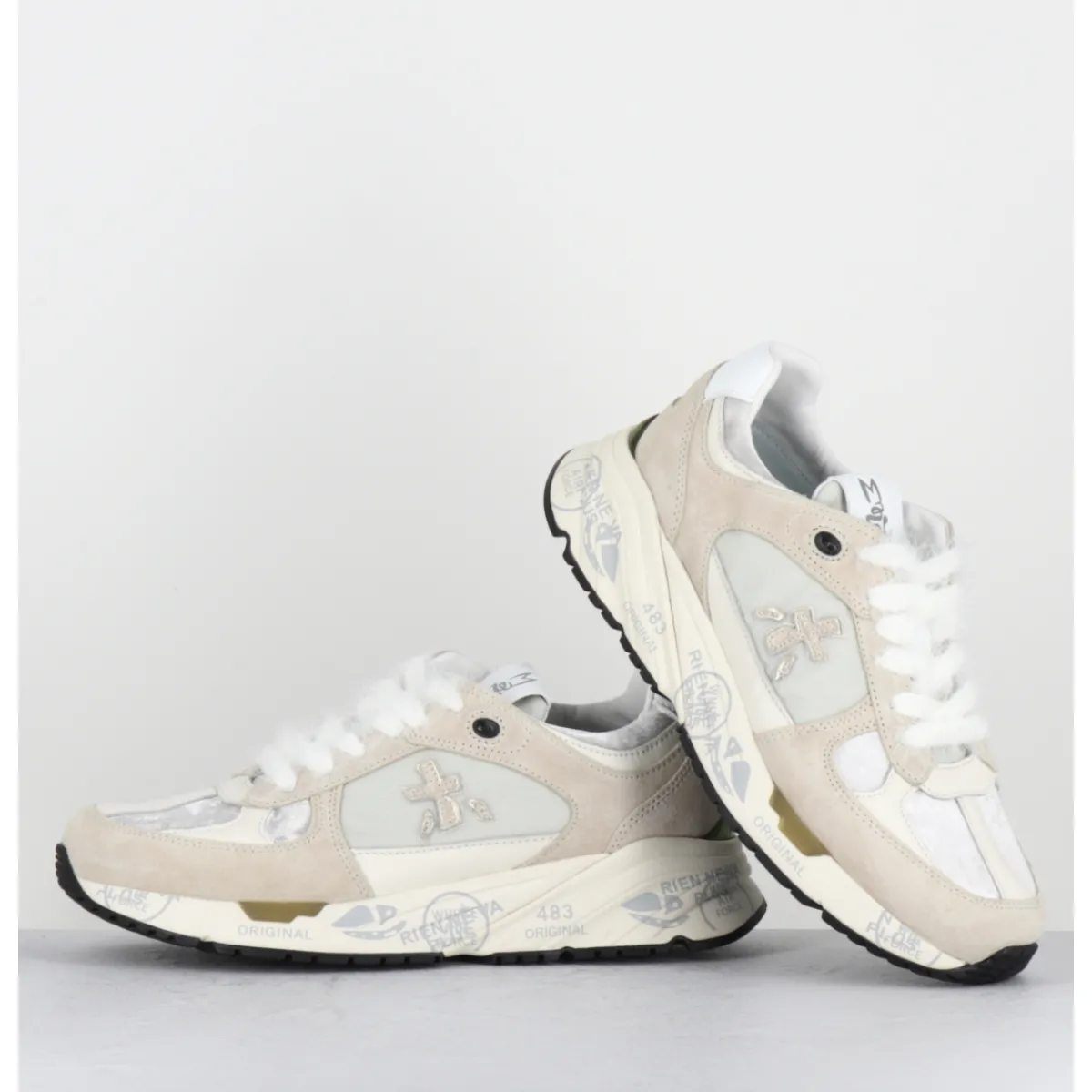Online PREMIATA Sneakers 90s daim et toile gris blanc - MASED 7005 BEIGE