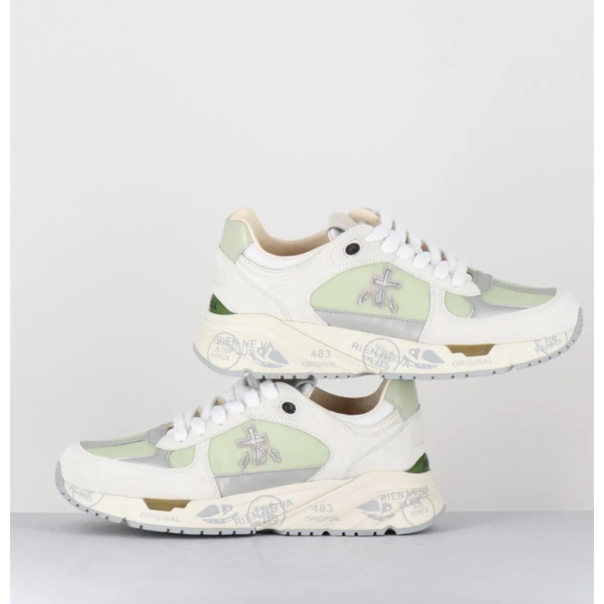 PREMIATA Sneakers 90s en cuir & toile e semelle épaisse -MASED 6674 VERT