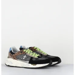 New PREMIATA Sneakers 90s en toile anthracite détails leopard - MASED 6435