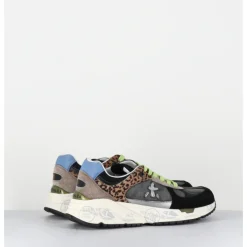 New PREMIATA Sneakers 90s en toile anthracite détails leopard - MASED 6435