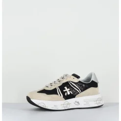 Hot PREMIATA Sneakers ultra légère cuir & toile nylon sequins- CASSIE 6720 NOIR