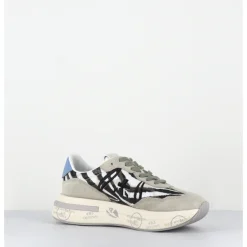 Discount PREMIATA Sneakers ultra légère cuir & toile imprimé zèbre - CASSIE 7115