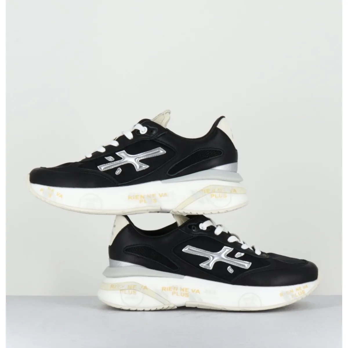 New PREMIATA Sneakers ultra light toile & cuir argent - MOERUND 6733 NOIR